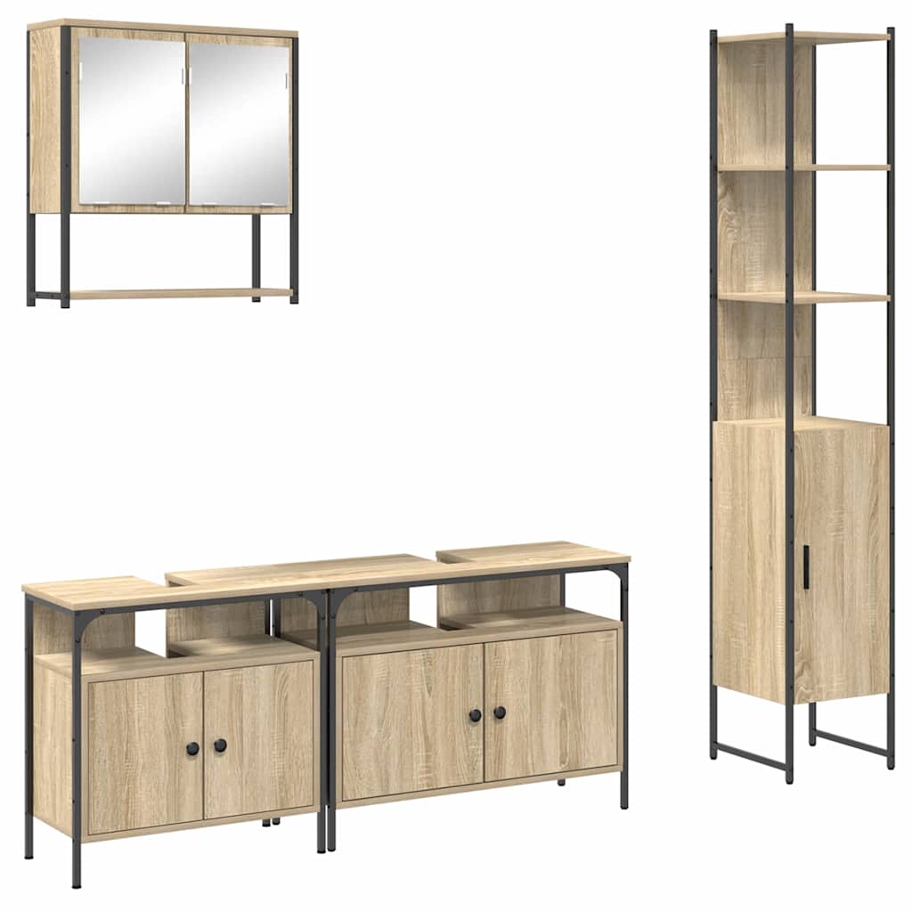 Badezimmermöbel-Set 4 stk. Sonoma-Eiche 33 x 33 x 185,5 cm