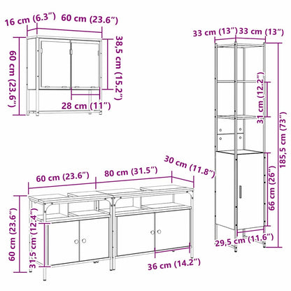 Badezimmermöbel-Set 4 Stk. Sonoma-Eiche Holzwerkstoff