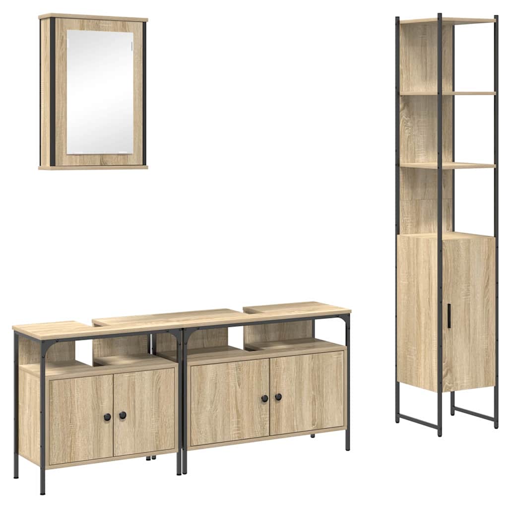 Badezimmermöbel-Set 4 stk. Sonoma-Eiche 33 x 33 x 185,5 cm