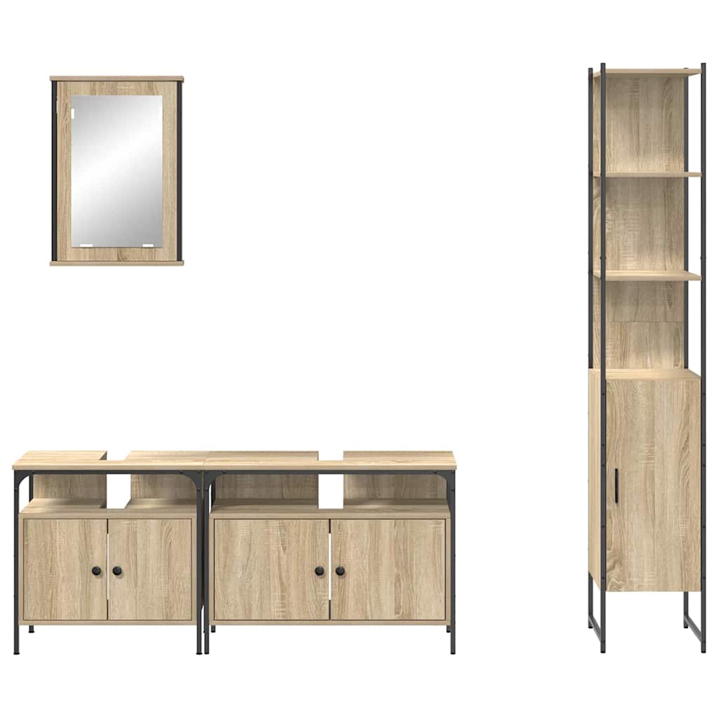 Badezimmermöbel-Set 4 stk. Sonoma-Eiche 33 x 33 x 185,5 cm