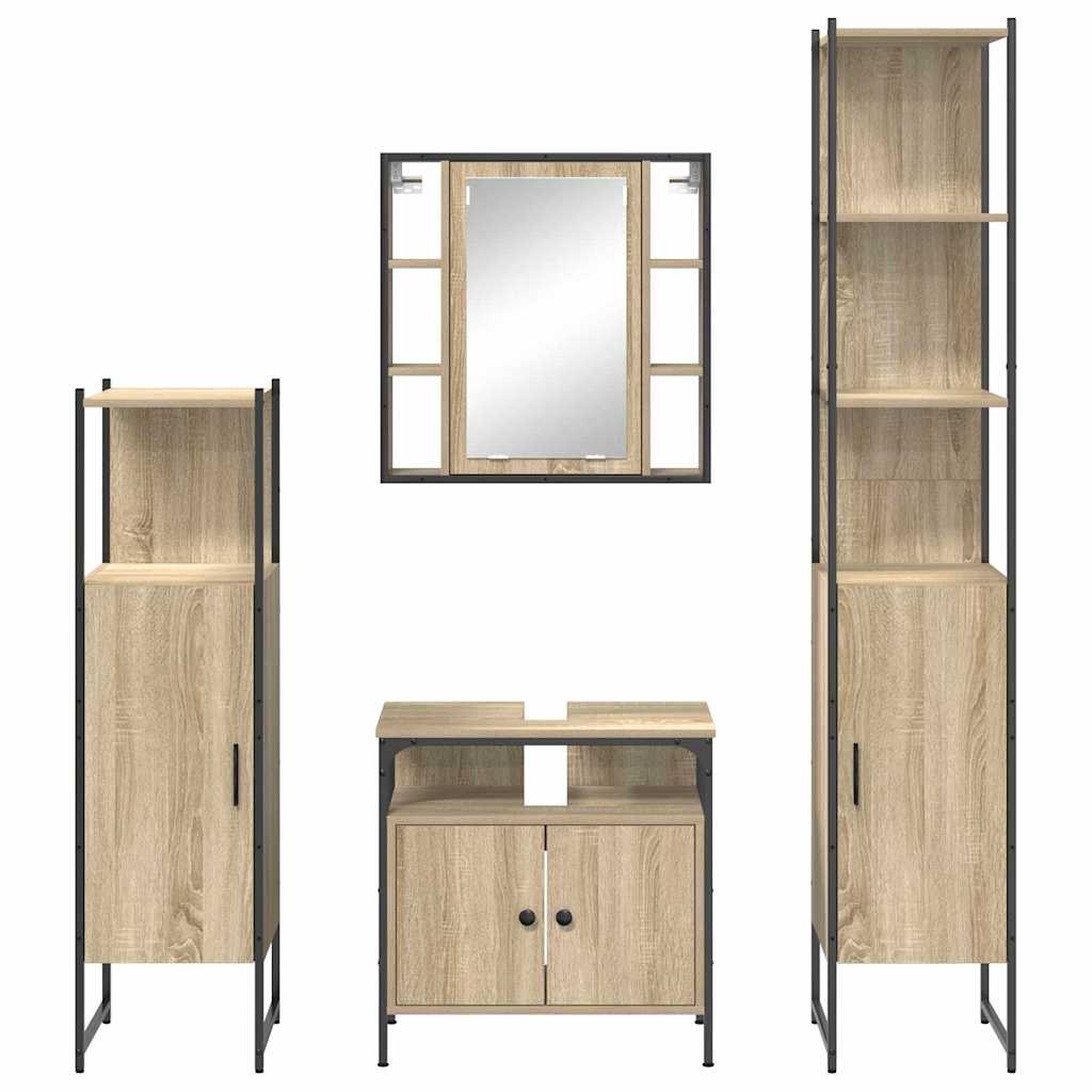 Badezimmermöbel Set mit Schubladen mit Regal 4 pcs Sonoma-Eiche