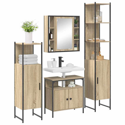 Badezimmermöbel-Set 4 stk. Sonoma-Eiche 33 x 33 x 185,5 cm
