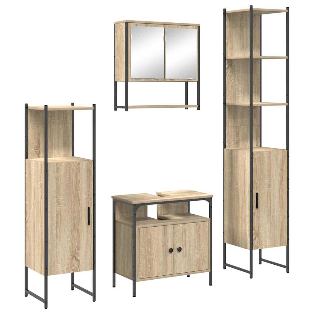 Badezimmermöbel-Set 4 stk. Sonoma-Eiche 33 x 33 x 185,5 cm