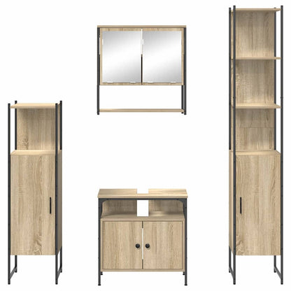 Badezimmermöbel-Set 4 stk. Sonoma-Eiche 33 x 33 x 185,5 cm