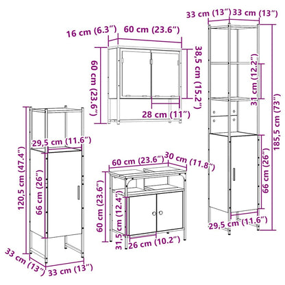Badezimmermöbel-Set 4 stk. Sonoma-Eiche 33 x 33 x 185,5 cm