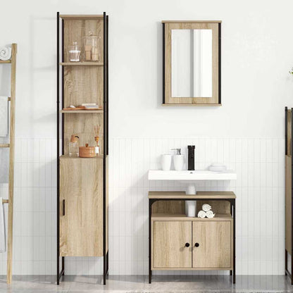 Badezimmermöbel-Set 3 stk. Sonoma-Eiche 33 x 33 x 185,5 cm