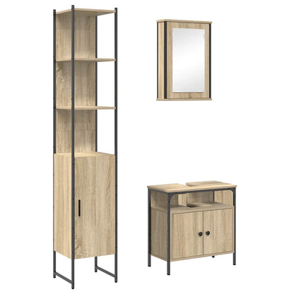 Badezimmermöbel-Set 3 stk. Sonoma-Eiche 33 x 33 x 185,5 cm