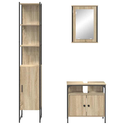 Badezimmermöbel-Set 3 stk. Sonoma-Eiche 33 x 33 x 185,5 cm