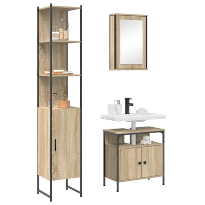 Badezimmermöbel-Set 3 stk. Sonoma-Eiche 33 x 33 x 185,5 cm