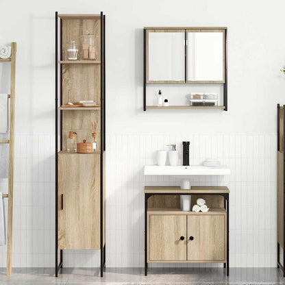 Badezimmermöbel-Set 3 stk. Sonoma-Eiche 33 x 33 x 185,5 cm