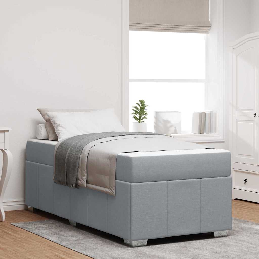 Bettgestell mit Matratze Hellgrau 80 x 200 cm Stoff