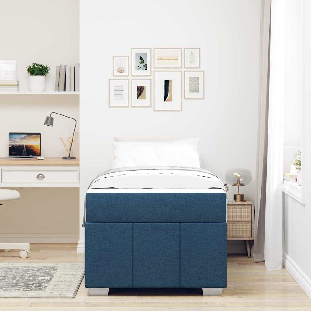 Bettgestell mit Matratze Blau 80 x 200 cm Stoff
