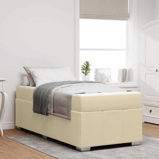 Bettgestell mit Matratze Creme 90 x 190 cm Stoff