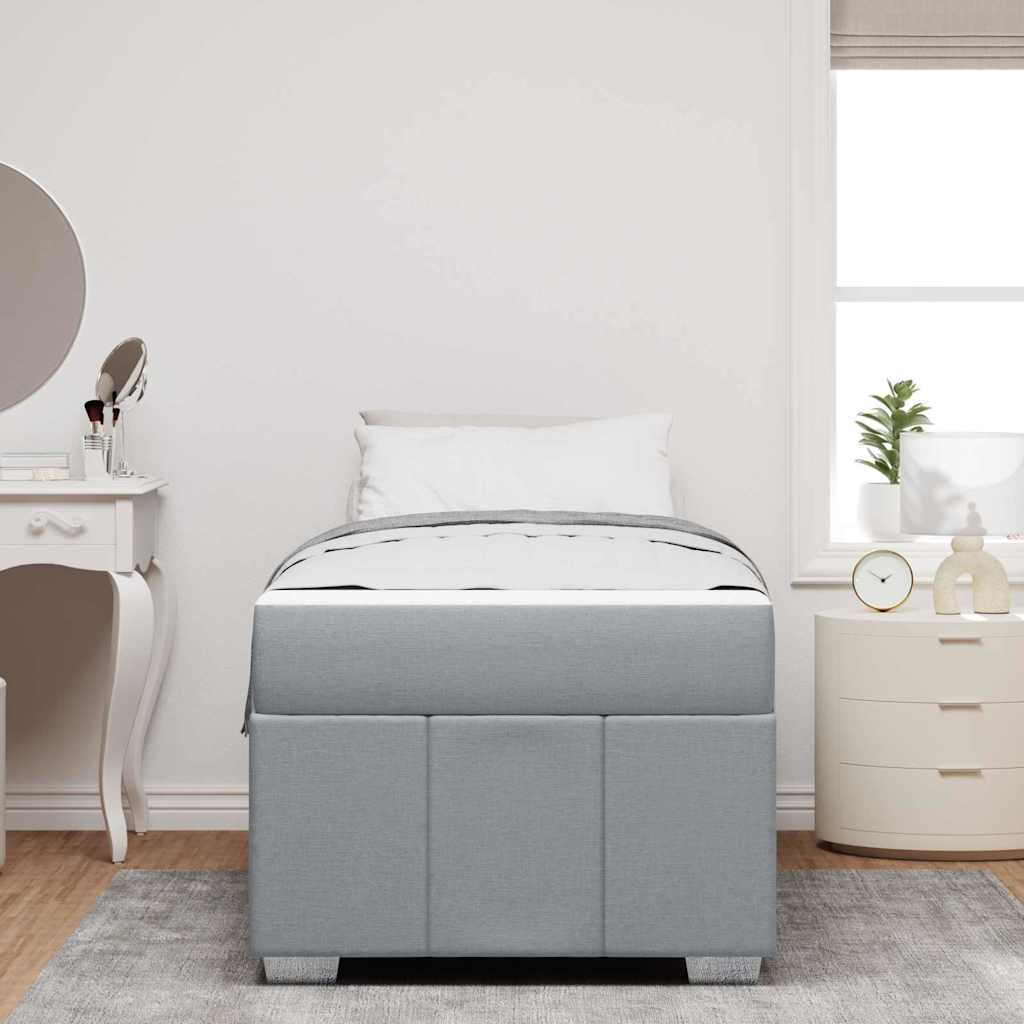 Bettgestell mit Matratze Hellgrau 90 x 200 cm Stoff