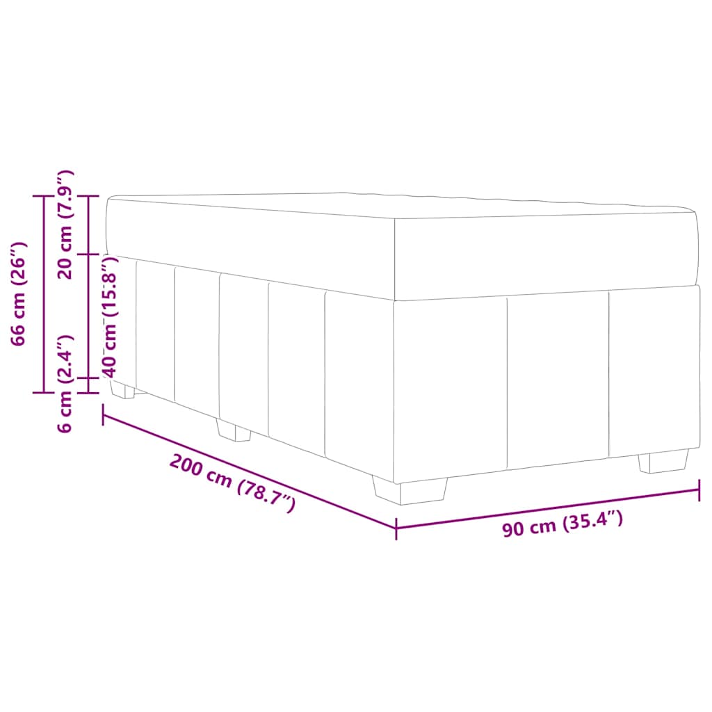 Bettgestell mit Matratze Schwarz 90 x 200 cm Stoff