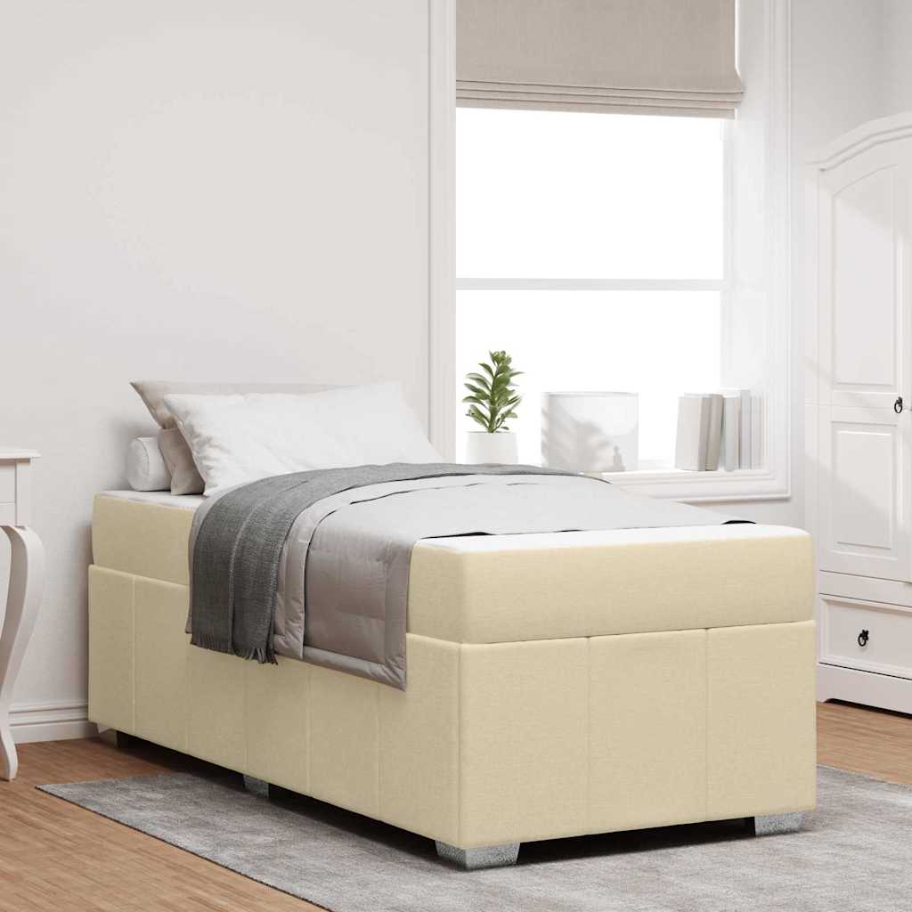 Bettgestell mit Matratze Creme 90 x 200 cm Stoff