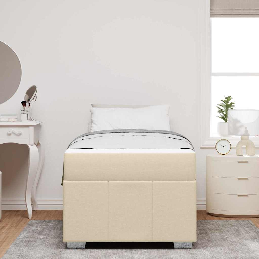 Bettgestell mit Matratze Creme 90 x 200 cm Stoff