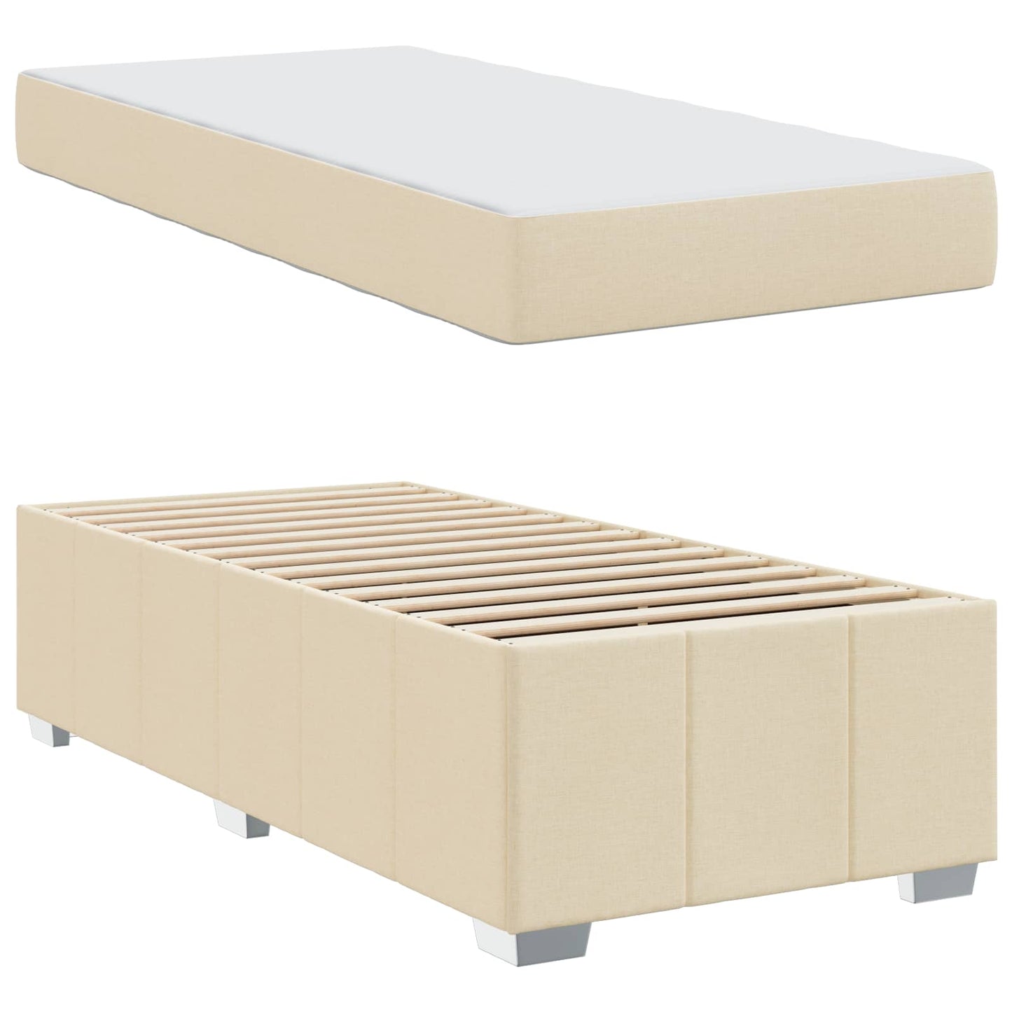 Bettrahmen mit Matratze Creme 90 x 200 cm Stoff