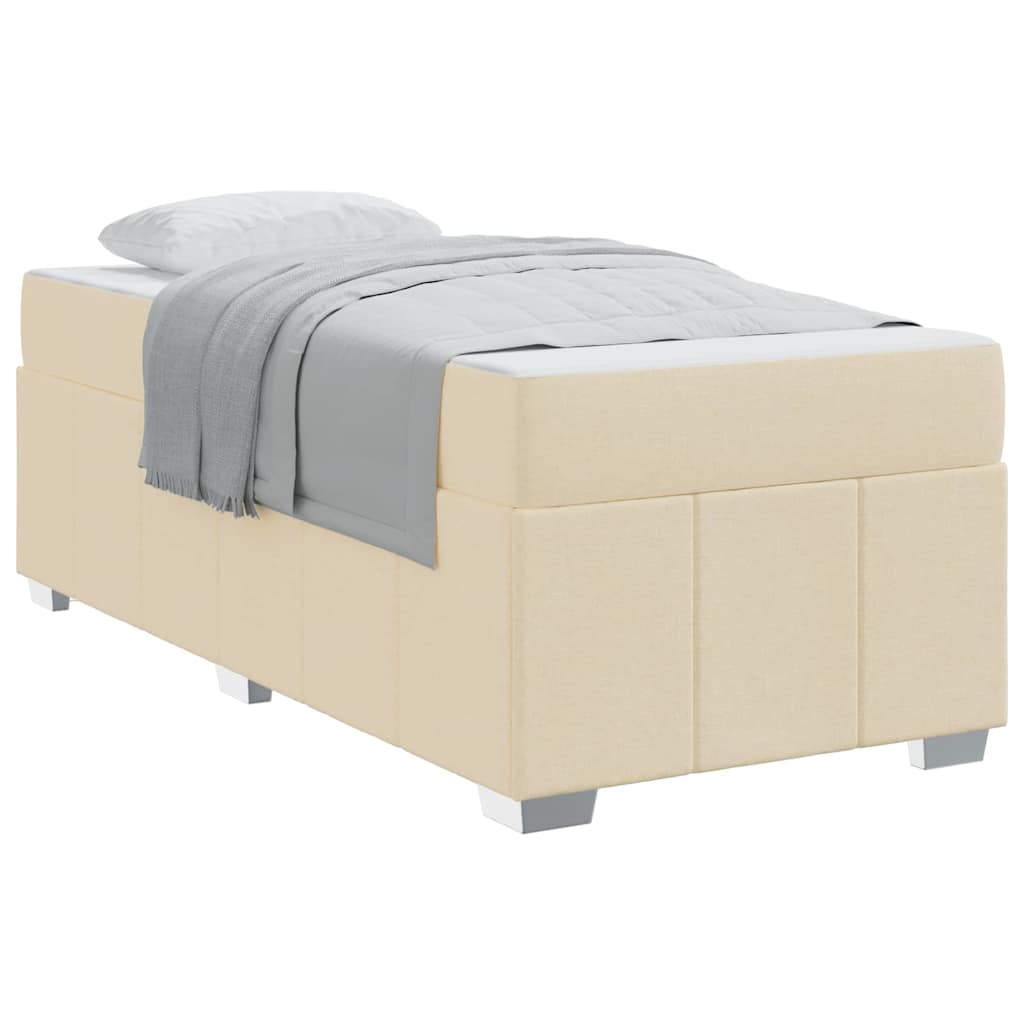 Bettgestell mit Matratze Creme 90 x 200 cm Stoff