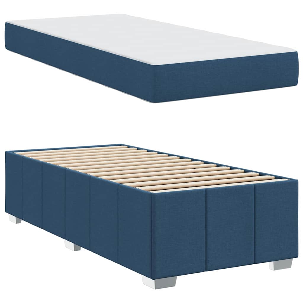 Bettgestell mit Matratze Blau 90 x 200 cm Stoff