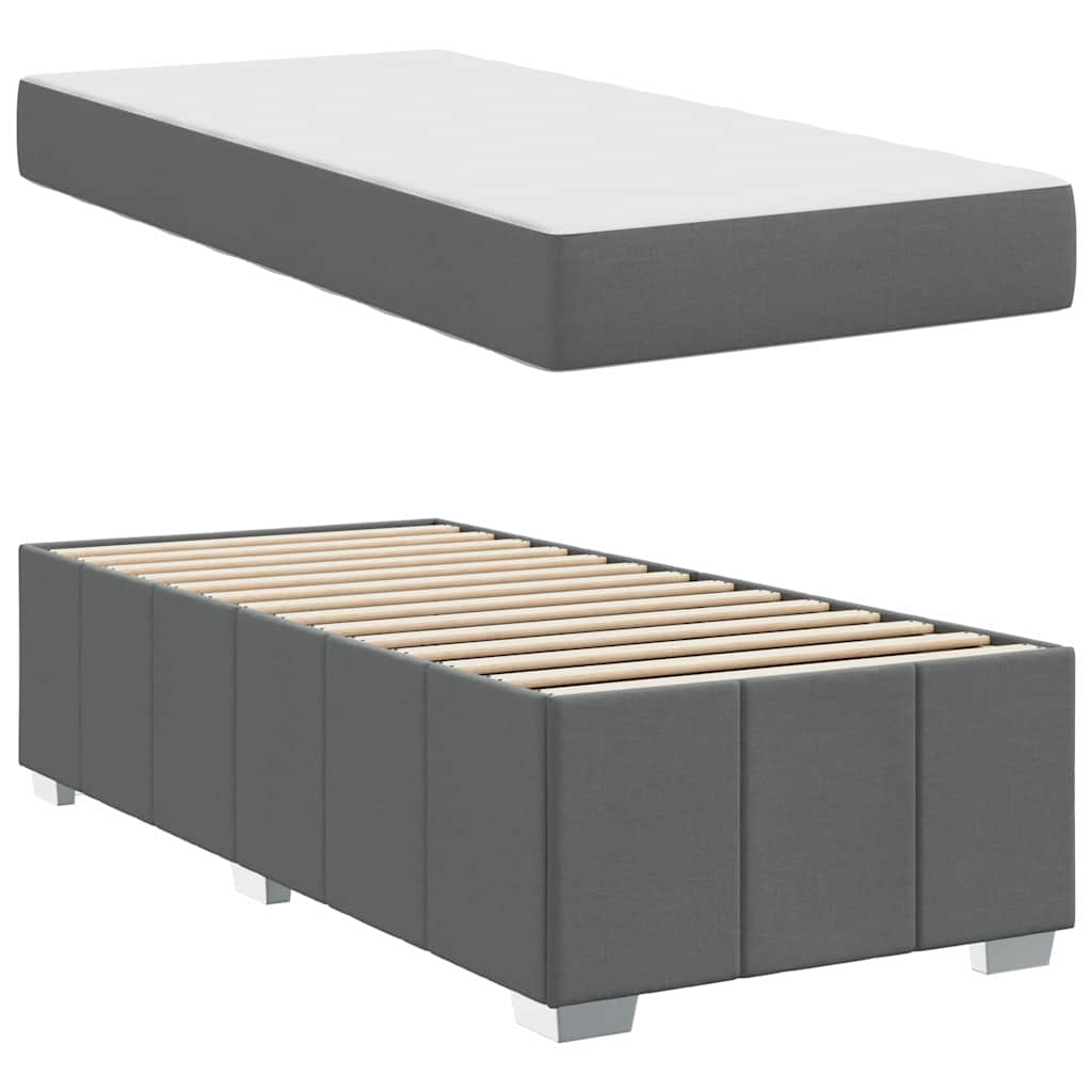 Bettgestell mit Matratze Dunkelgrau 100 x 200 cm Stoff