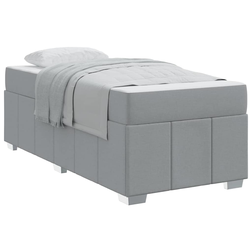 Bettgestell mit Matratze Hellgrau 120 x 190 cm Stoff