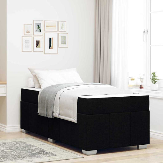 Bettgestell mit Matratze Schwarz 120 x 190 cm Stoff