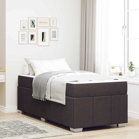 Bettgestell mit Matratze Dunkelbraun 120 x 190 cm Stoff