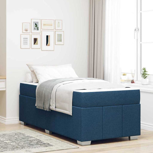 Bettgestell mit Matratze Blau 120 x 190 cm Stoff