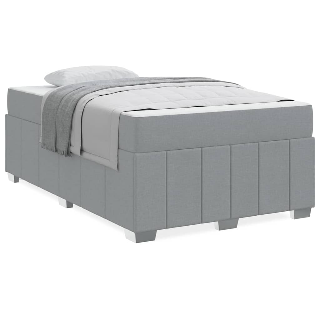 Bettgestell mit Matratze Hellgrau 120 x 200 cm Stoff