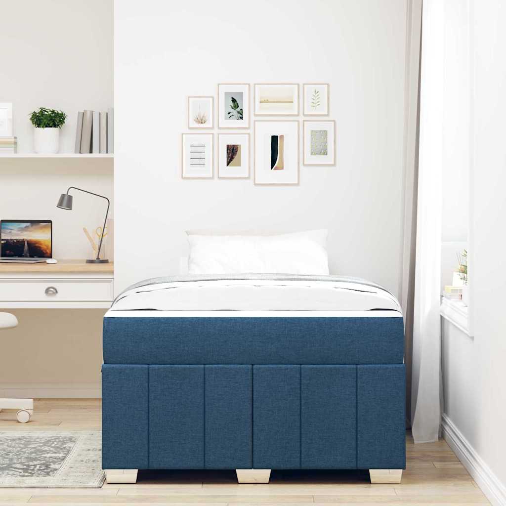 Bettgestell mit Matratze Blau 120 x 200 cm Stoff