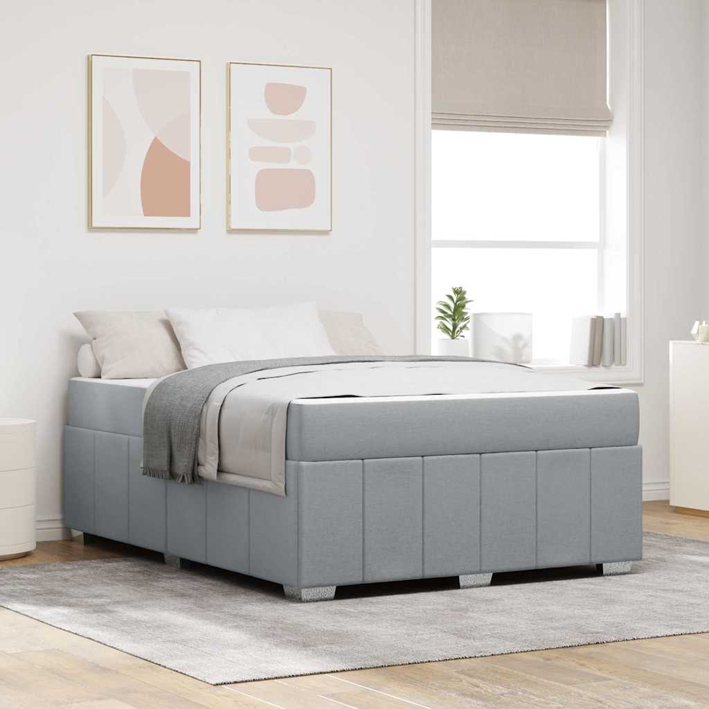 Bettgestell mit Matratze Hellgrau 140 x 200 cm Stoff