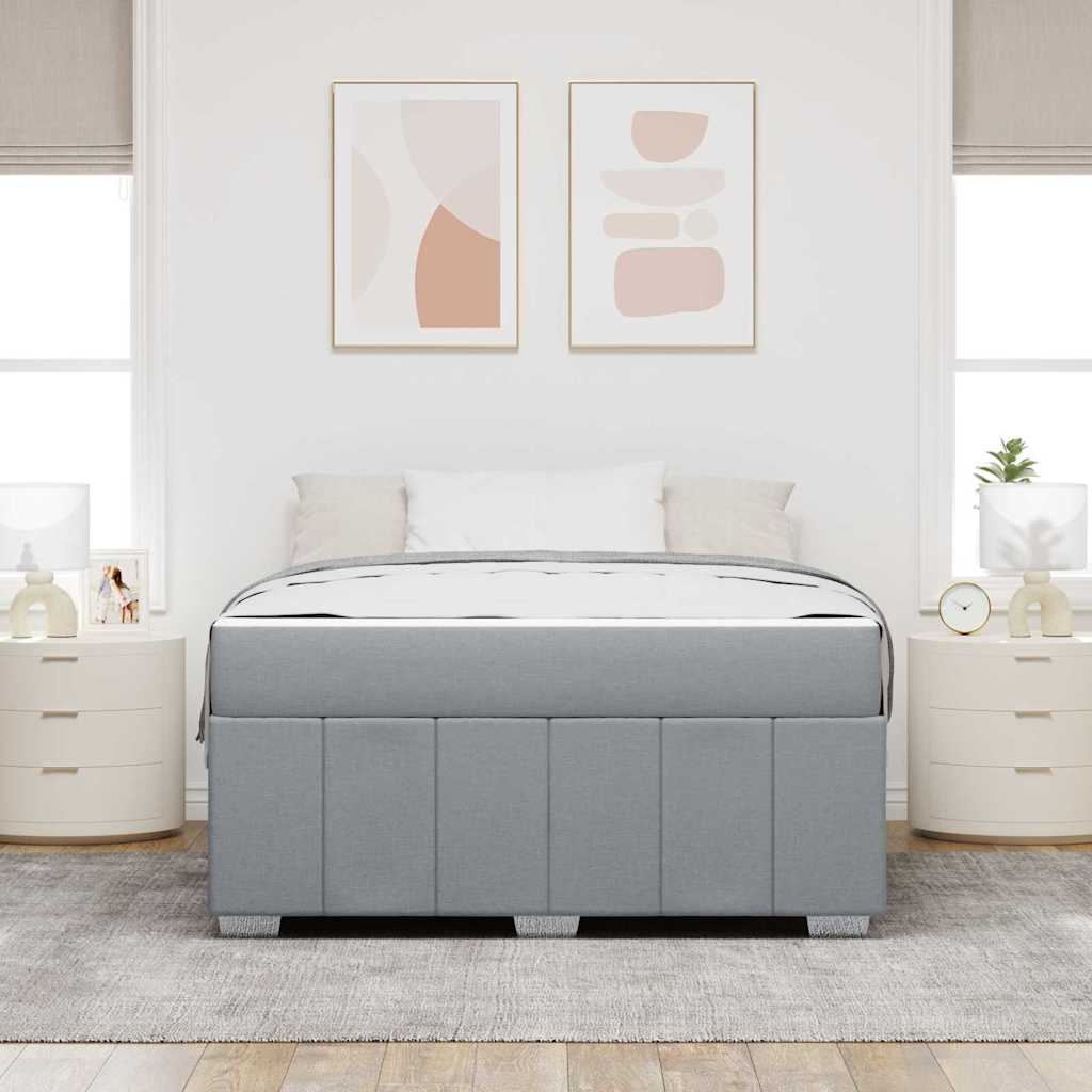 Bettgestell mit Matratze Hellgrau 140 x 200 cm Stoff