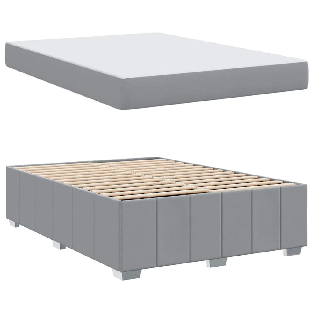 Bettgestell mit Matratze Hellgrau 140 x 200 cm Stoff