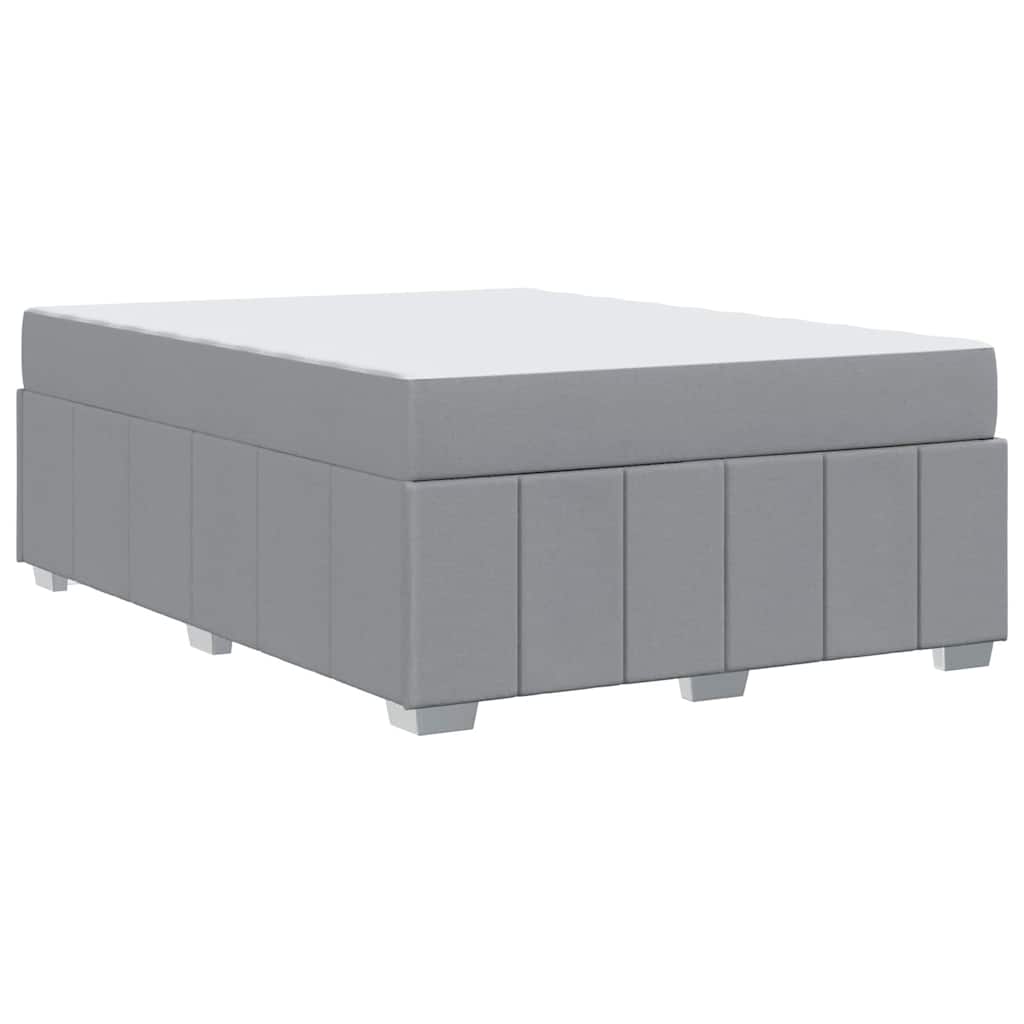 Bettgestell mit Matratze Hellgrau 140 x 200 cm Stoff