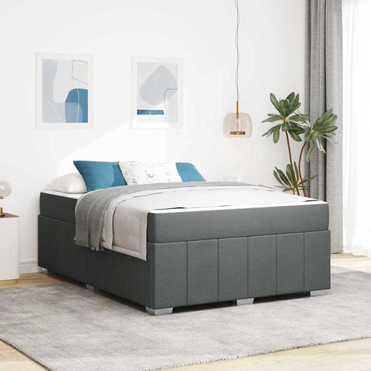 Bettgestell mit Matratze Dunkelgrau 140 x 200 cm Stoff