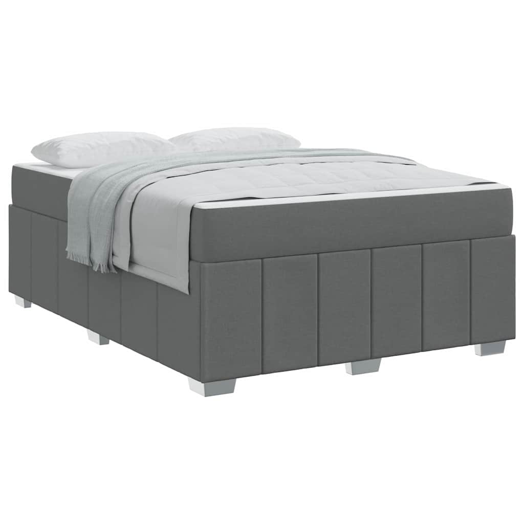 Bettgestell mit Matratze Dunkelgrau 140 x 200 cm Stoff