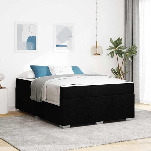 Bettgestell mit Matratze Schwarz 140 x 200 cm Stoff
