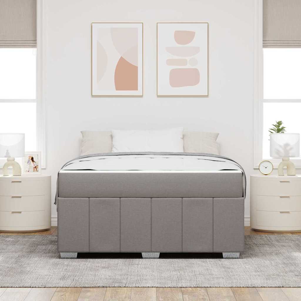 Bettgestell mit Matratze Taupe 140 x 200 cm Stoff