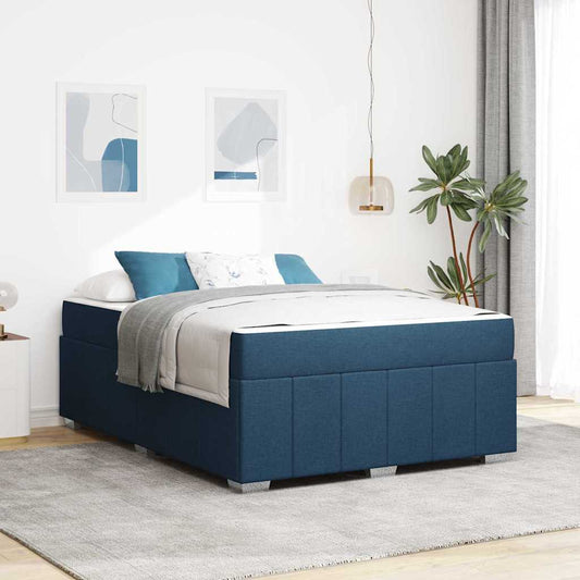 Bettgestell mit Matratze Blau 140 x 200 cm Stoff