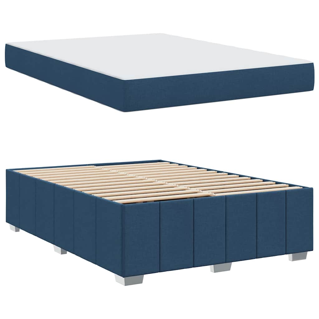 Bettgestell mit Matratze Blau 140 x 200 cm Stoff