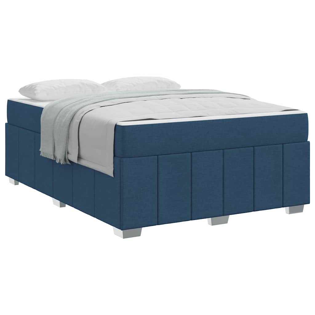 Bettgestell mit Matratze Blau 140 x 200 cm Stoff