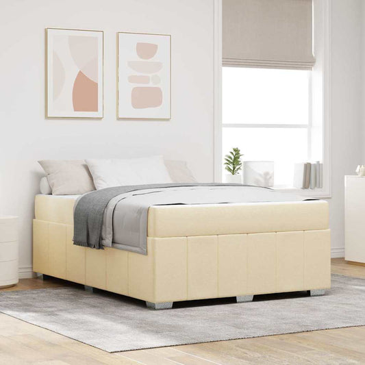 Bettgestell mit Matratze Creme 160 x 200 cm Stoff