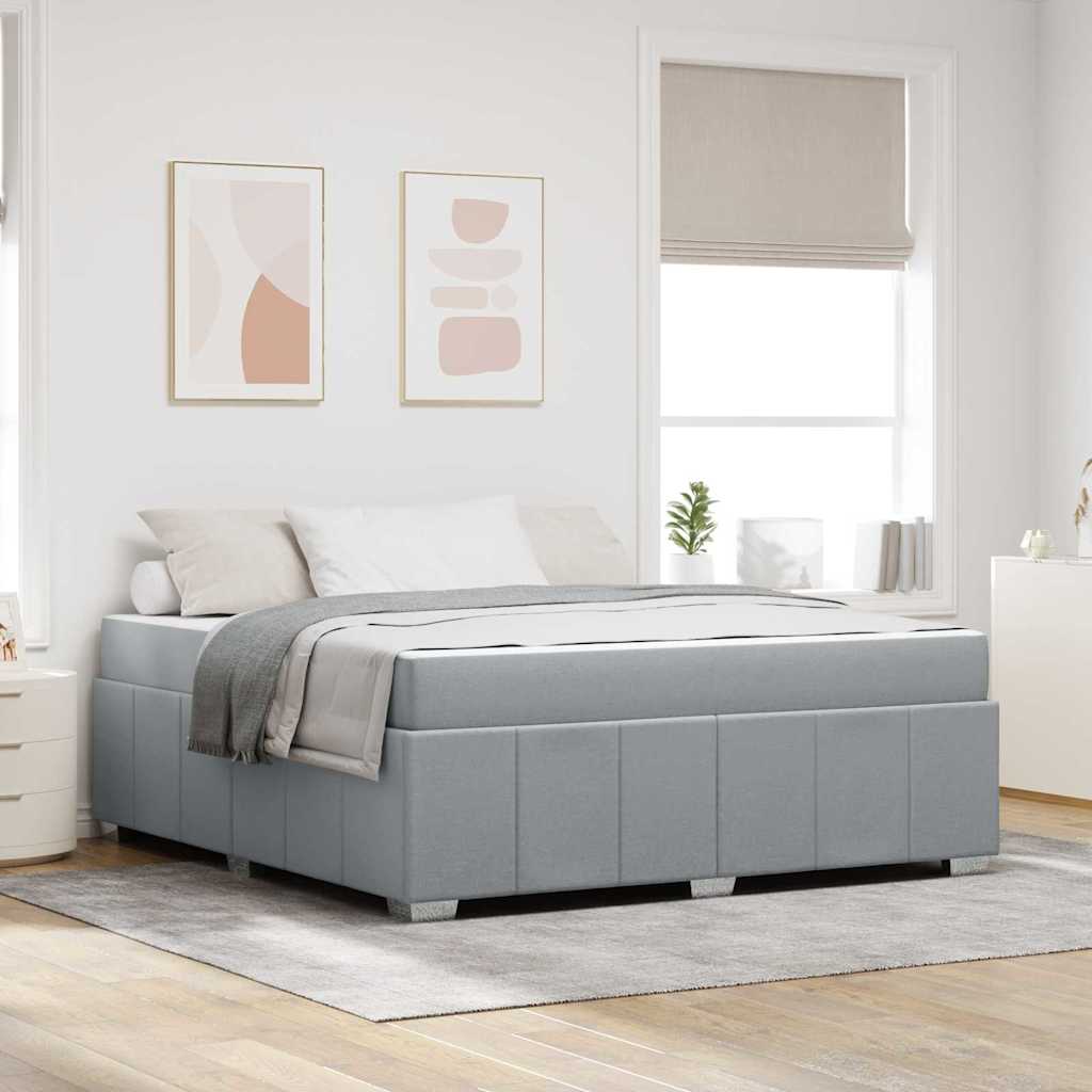 Bettgestell mit Matratze Hellgrau 180 x 200 cm Stoff
