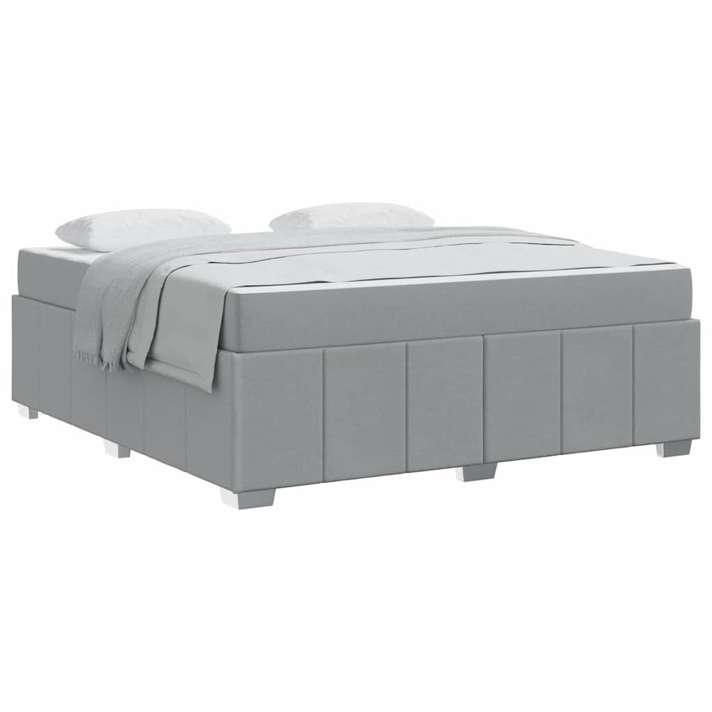 Bettgestell mit Matratze Hellgrau 180 x 200 cm Stoff