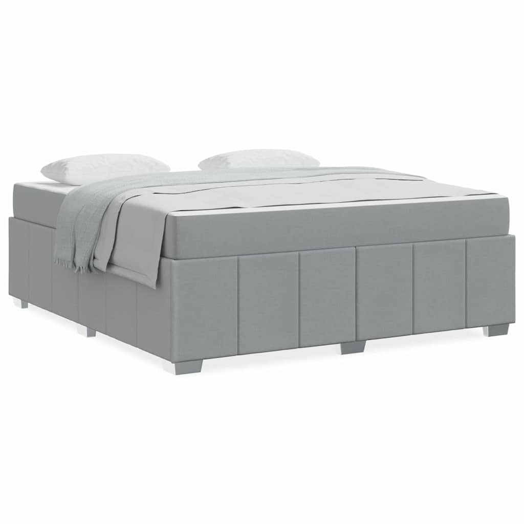 Bettgestell mit Matratze Hellgrau 180 x 200 cm Stoff