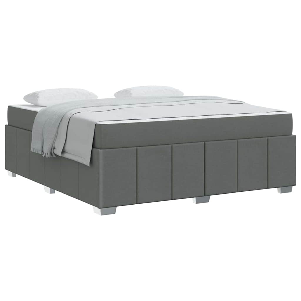 Bettgestell mit Matratze Dunkelgrau 180 x 200 cm Stoff