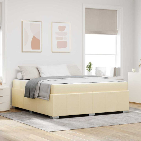 Bettgestell mit Matratze Creme 180 x 200 cm Stoff
