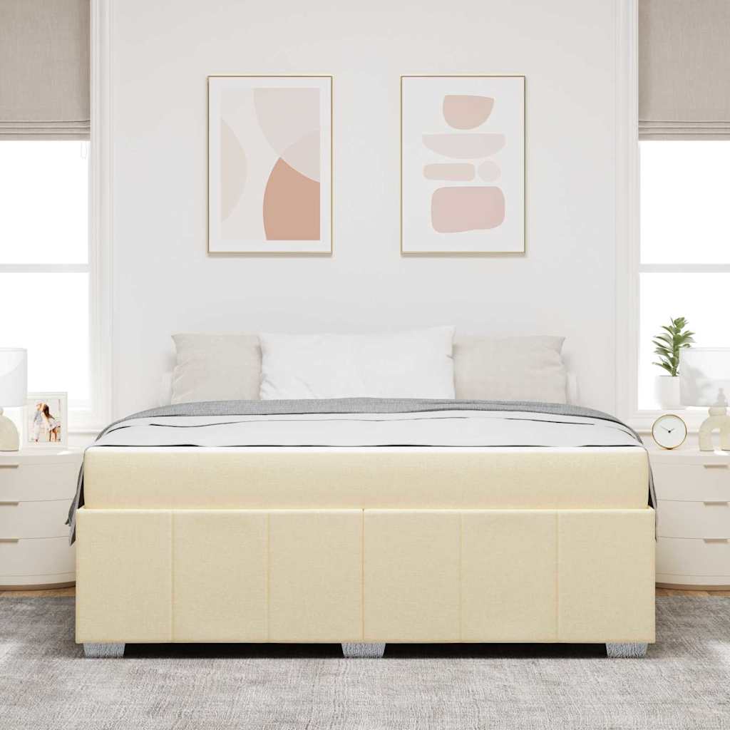 Bettgestell mit Matratze Creme 180 x 200 cm Stoff