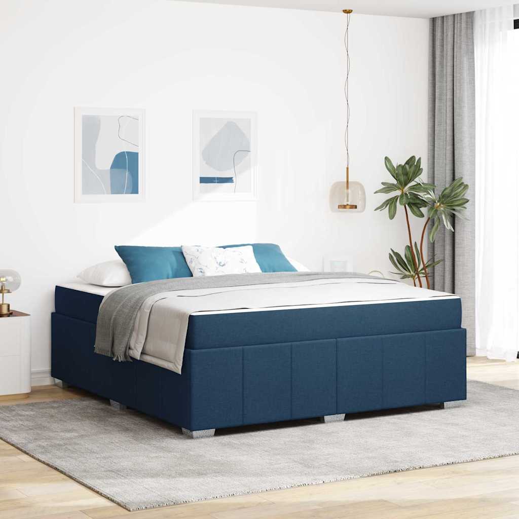 Bettgestell mit Matratze Blau 180 x 200 cm Stoff